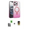 MARSİLYAN™- iPhone 16 Pro Max Kılıf Ahenk Doku Özel Seri - Siyah Buffer Cam Ekran Koruyucu + Raze Metal Kamera Lens - SH
