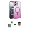 MARSİLYAN™- iPhone 16 Pro Max Kılıf Ahenk Doku Özel Seri - Siyah Buffer Cam Ekran Koruyucu + Raze Metal Kamera Lens - SH