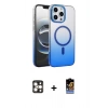 MARSİLYAN™- iPhone 16 Pro Max Kılıf Ahenk Doku Özel Seri - Siyah Buffer Hayalet Cam Ekran Koruyucu + Gold PVD Metal Kamera Lens
