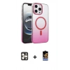 MARSİLYAN™- iPhone 16 Pro Max Kılıf Ahenk Doku Özel Seri - Siyah Buffer Hayalet Cam Ekran Koruyucu + Gold PVD Metal Kamera Lens