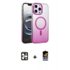 MARSİLYAN™- iPhone 16 Pro Max Kılıf Ahenk Doku Özel Seri - Siyah Buffer Hayalet Cam Ekran Koruyucu + Gold PVD Metal Kamera Lens