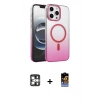 MARSİLYAN™- iPhone 16 Pro Max Kılıf Ahenk Doku Özel Seri - Siyah Buffer Hayalet Cam Ekran Koruyucu + PVD Metal Kamera Lens - GS