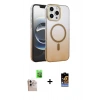 MARSİLYAN™- iPhone 16 Pro Max Kılıf Ahenk Doku Özel Seri - Siyah Buffer Hayalet Cam Ekran Koruyucu + Raze Metal Kamera Lens - NLGY
