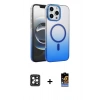 MARSİLYAN™- iPhone 16 Pro Max Kılıf Ahenk Doku Özel Seri - Siyah Buffer Hayalet Cam Ekran Koruyucu + PVD Metal Kamera Lens - SH