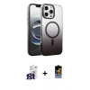 MARSİLYAN™- iPhone 16 Pro Max Kılıf Ahenk Doku Özel Seri - Siyah Buffer Hayalet Cam Ekran Koruyucu + Bilvis Titan Kamera Lens - TMGI