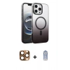 MARSİLYAN™- iPhone 16 Pro Max Kılıf Ahenk Doku Özel Seri - Siyah Joko Magic 5D Cam + Pers Alüminyum Kamera Lens - CLTM