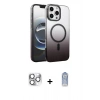 MARSİLYAN™- iPhone 16 Pro Max Kılıf Ahenk Doku Özel Seri - Siyah Joko Magic 5D Cam + Pers Alüminyum Kamera Lens - GS