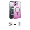 MARSİLYAN™- iPhone 16 Pro Max Kılıf Ahenk Doku Özel Seri - Siyah Joko Magic 5D Cam + Pers Alüminyum Kamera Lens - GS