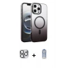 MARSİLYAN™- iPhone 16 Pro Max Kılıf Ahenk Doku Özel Seri - Siyah Joko Magic 5D Cam + Pers Alüminyum Kamera Lens - GI