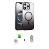 MARSİLYAN™- iPhone 16 Pro Max Kılıf Ahenk Doku Özel Seri - Siyah Joko Magic 5D Cam + Raze Metal Kamera Lens - BZ