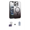 MARSİLYAN™- iPhone 16 Pro Max Kılıf Ahenk Doku Özel Seri - Siyah Joko Magic 5D Cam + Titanyum Gri Bilvis Titan Kamera Lens