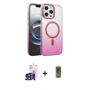 MARSİLYAN™- iPhone 16 Pro Max Kılıf Ahenk Doku Özel Seri - Siyah Joko Magic 5D Hayalet Cam + Bilvis Titan Kamera Lens - SH