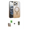 MARSİLYAN™- iPhone 16 Pro Max Kılıf Ahenk Doku Özel Seri - Siyah Joko Magic 5D Hayalet Cam + Raze Metal Kamera Lens - CLTM