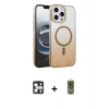 MARSİLYAN™- iPhone 16 Pro Max Kılıf Ahenk Doku Özel Seri - Siyah Joko Magic 5D Hayalet Cam + PVD Metal Kamera Lens - GS