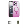 MARSİLYAN™- iPhone 16 Pro Max Kılıf Ahenk Doku Özel Seri - Siyah Joko Magic 5D Hayalet Cam + PVD Metal Kamera Lens - GS