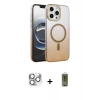 MARSİLYAN™- iPhone 16 Pro Max Kılıf Ahenk Doku Özel Seri - Siyah Joko Magic 5D Hayalet Cam + Pers Alüminyum Kamera Lens - GS