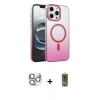 MARSİLYAN™- iPhone 16 Pro Max Kılıf Ahenk Doku Özel Seri - Siyah Joko Magic 5D Hayalet Cam + Pers Alüminyum Kamera Lens - GS