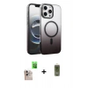 MARSİLYAN™- iPhone 16 Pro Max Kılıf Ahenk Doku Özel Seri - Siyah Joko Magic 5D Hayalet Cam + Raze Metal Kamera Lens - NLGY