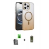 MARSİLYAN™- iPhone 16 Pro Max Kılıf Ahenk Doku Özel Seri - Siyah Joko Magic 5D Hayalet Cam + Siyah Raze Metal Kamera Lens