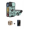 MARSİLYAN™- iPhone 16 Pro Max Kılıf Ahenk Klasik - Siyah 3D Antistatik Hayalet Cam Ekran Koruyucu + Pers Alüminyum Kamera Lens - CLTM