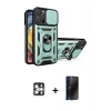 MARSİLYAN™- iPhone 16 Pro Max Kılıf Ahenk Klasik - Siyah 3D Antistatik Hayalet Cam Ekran Koruyucu + PVD Metal Kamera Lens - GS