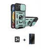 MARSİLYAN™- iPhone 16 Pro Max Kılıf Ahenk Klasik - Siyah 3D Antistatik Hayalet Cam Ekran Koruyucu + PVD Metal Kamera Lens - SH