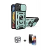 MARSİLYAN™- iPhone 16 Pro Max Kılıf Ahenk Klasik - Siyah 3D Antistatik Mat Seramik Nano Ekran Koruyucu + Gri Pers Alüminyum Kamera Lens