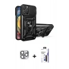 MARSİLYAN™- iPhone 16 Pro Max Kılıf Ahenk Klasik - Siyah Bilvis 3X AR Hayalet Cam Ekran Koruyucu + Pers Alüminyum Kamera Lens - GI