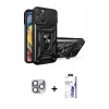MARSİLYAN™- iPhone 16 Pro Max Kılıf Ahenk Klasik - Siyah Bilvis 3X AR HD Cam Ekran Koruyucu + Pers Alüminyum Kamera Lens - GI