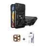 MARSİLYAN™- iPhone 16 Pro Max Kılıf Ahenk Klasik - Siyah Bilvis 3X AR HD Cam Ekran Koruyucu + Pers Alüminyum Kamera Lens - CLTM