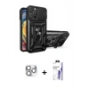 MARSİLYAN™- iPhone 16 Pro Max Kılıf Ahenk Klasik - Siyah Bilvis 3X AR HD Cam Ekran Koruyucu + Pers Alüminyum Kamera Lens - GS