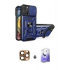 MARSİLYAN™- iPhone 16 Pro Max Kılıf Ahenk Klasik - Siyah Bilvis 5in1 5D Magic Hayalet Cam Ekran Koruyucu + Çöl Titanyum Pers Alüminyum Kamera Lens