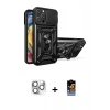 MARSİLYAN™- iPhone 16 Pro Max Kılıf Ahenk Klasik - Siyah Buffer Hayalet Cam Ekran Koruyucu + Pers Alüminyum Kamera Lens - GS