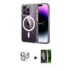 MARSİLYAN™- iPhone 16 Pro Max Kılıf Ahenk Minimal Serisi - Şeffaf 360 Full Body Arka Koruyucu + Pers Alüminyum Kamera Lens - GS