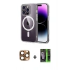MARSİLYAN™- iPhone 16 Pro Max Kılıf Ahenk Minimal Serisi - Şeffaf 360 Full Body Arka Koruyucu + Pers Alüminyum Kamera Lens - CLTM