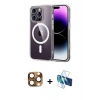 MARSİLYAN™- iPhone 16 Pro Max Kılıf Ahenk Minimal Serisi - Siyah 3D Antistatik Cam Ekran Koruyucu + Pers Alüminyum Kamera Lens - CLTM