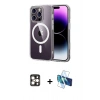MARSİLYAN™- iPhone 16 Pro Max Kılıf Ahenk Minimal Serisi - Siyah 3D Antistatik Cam Ekran Koruyucu + PVD Metal Kamera Lens - GD