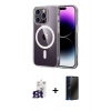MARSİLYAN™- iPhone 16 Pro Max Kılıf Ahenk Minimal Serisi - Siyah 3D Antistatik Hayalet Cam Ekran Koruyucu + Bilvis Titan Kamera Lens - TMGI