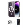 MARSİLYAN™- iPhone 16 Pro Max Kılıf Ahenk Minimal Serisi - Siyah 3D Antistatik Hayalet Cam Ekran Koruyucu + Pers Alüminyum Kamera Lens - GI