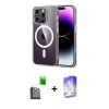 MARSİLYAN™- iPhone 16 Pro Max Kılıf Ahenk Minimal Serisi - Siyah Bilvis 5in1 3D Magic Cam Ekran Koruyucu + Raze Metal Kamera Lens - SH
