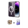 MARSİLYAN™- iPhone 16 Pro Max Kılıf Ahenk Minimal Serisi - Siyah Bilvis 5in1 5D Magic Hayalet Cam Ekran Koruyucu + Pers Alüminyum Kamera Lens - CLTM