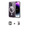 MARSİLYAN™- iPhone 16 Pro Max Kılıf Ahenk Minimal Serisi - Siyah Bilvis Hayalet Cam Ekran Koruyucu + PVD Metal Kamera Lens - GS