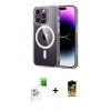 MARSİLYAN™- iPhone 16 Pro Max Kılıf Ahenk Minimal Serisi - Siyah Buffer Cam Ekran Koruyucu + Beyaz Raze Metal Kamera Lens