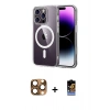 MARSİLYAN™- iPhone 16 Pro Max Kılıf Ahenk Minimal Serisi - Siyah Buffer Hayalet Cam Ekran Koruyucu + Pers Alüminyum Kamera Lens - CLTM