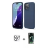 MARSİLYAN™- iPhone 16 Pro Max Kılıf Ahenk Serisi - Siyah 360 Mat Full Body Arka Koruyucu + Gümüş Pers Alüminyum Kamera Lens