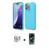 MARSİLYAN™- iPhone 16 Pro Max Kılıf Ahenk Serisi - Siyah 360 Mat Full Body Arka Koruyucu + Gümüş Pers Alüminyum Kamera Lens