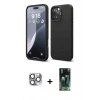 MARSİLYAN™- iPhone 16 Pro Max Kılıf Ahenk Serisi - Siyah 360 Mat Full Body Arka Koruyucu + Pers Alüminyum Kamera Lens - GI