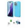 MARSİLYAN™- iPhone 16 Pro Max Kılıf Ahenk Serisi - Siyah 3D Antistatik Cam Ekran Koruyucu + Raze Metal Kamera Lens - BZ
