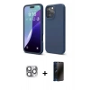 MARSİLYAN™- iPhone 16 Pro Max Kılıf Ahenk Serisi - Siyah 3D Antistatik Hayalet Cam Ekran Koruyucu + Pers Alüminyum Kamera Lens - GI