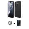 MARSİLYAN™- iPhone 16 Pro Max Kılıf Ahenk Serisi - Siyah 3D Antistatik Hayalet Cam Ekran Koruyucu + Pers Alüminyum Kamera Lens - GI